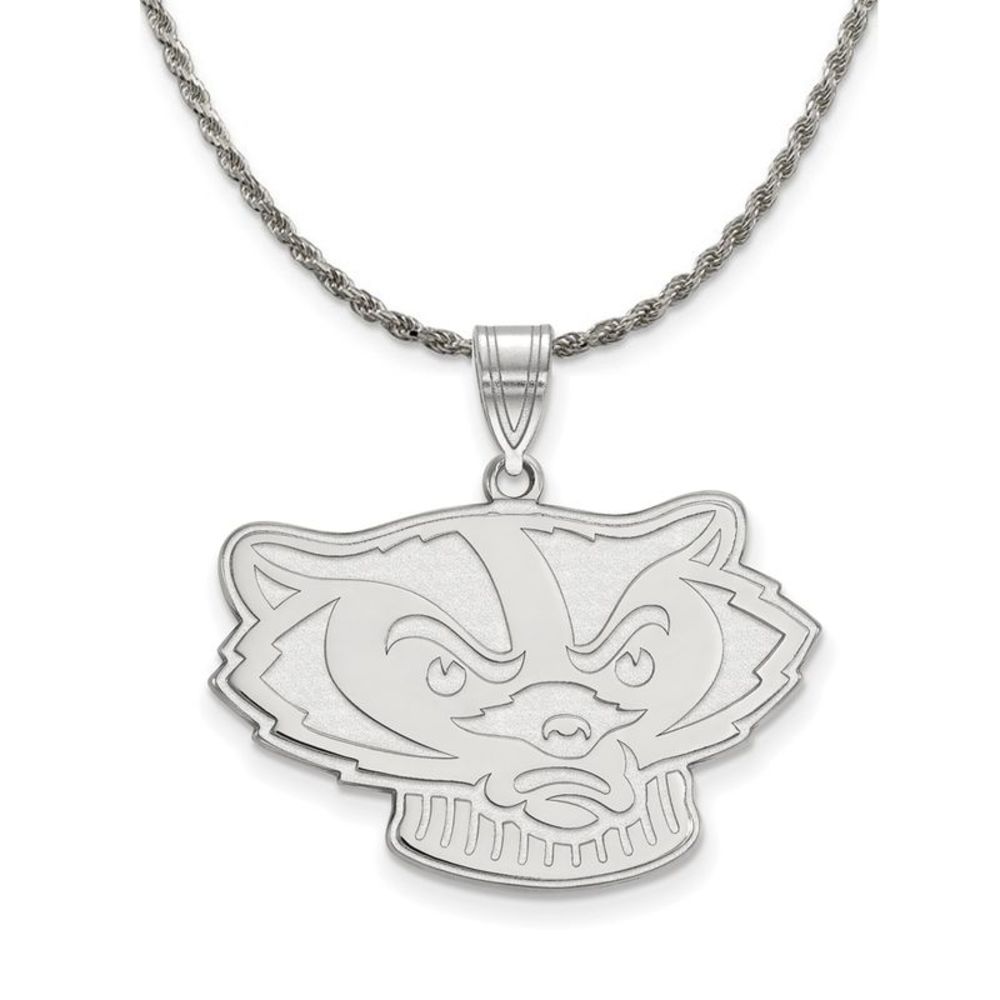 Sterling Silver U. of Wisconsin Large Badgers Necklace - 18 Inch